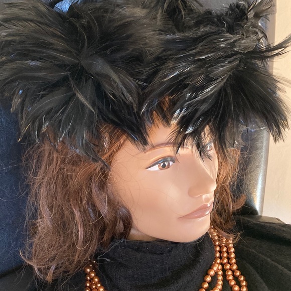 Ere Nouveau Ny black feather hat main image 7